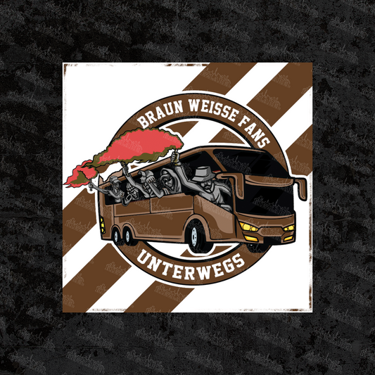 Braun Weisse Fans unterwegs